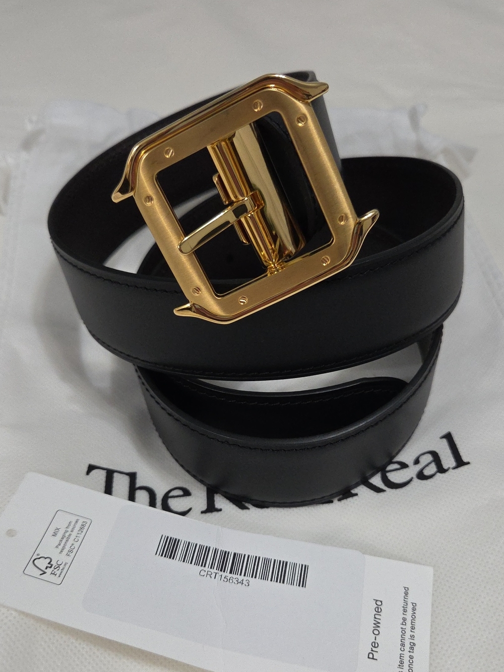 Cartier Santos Belt Reversible Leather Gold Square Buckle